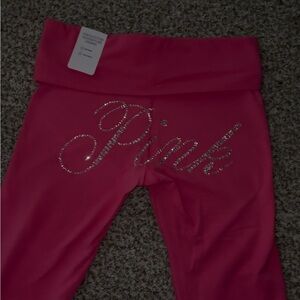 Victoria’s Secret All-Day Cotton Foldover Flare Leggings In Carmine Rose Small